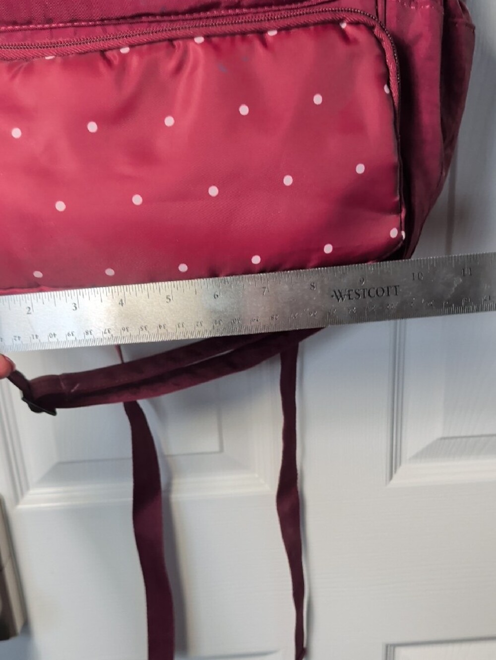 lug Maroon Backback Tote with Polka Dot Front Pocket - Picture 3 of 4